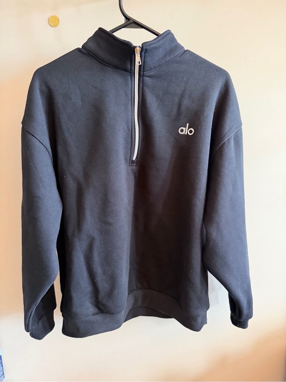 Alo Yoga Black Half-Zip Oversized Pullover Sweatshirt – Size Small - Picture 2 of 8